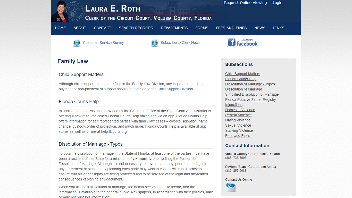 LAURA E. ROTH | Clerk of the Circuit Court, Volusia County Florida